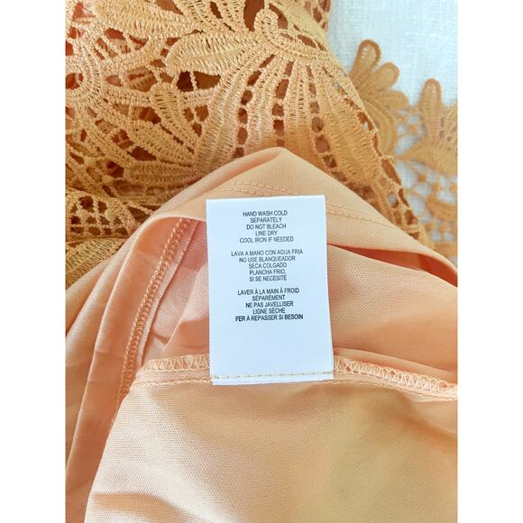 NSR | Lace Cut-Out Peek-a-Boo Midi Dress | Pastel Orange | Sz XS - Picture 10 of 10